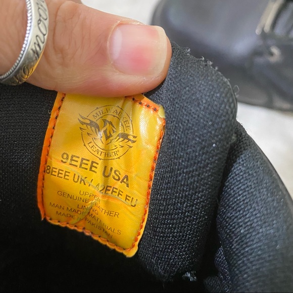 Milwaukee Leather Moto Boots 9EEEUSA Leather Black Moto Boots Side Zipper - Picture 7 of 9